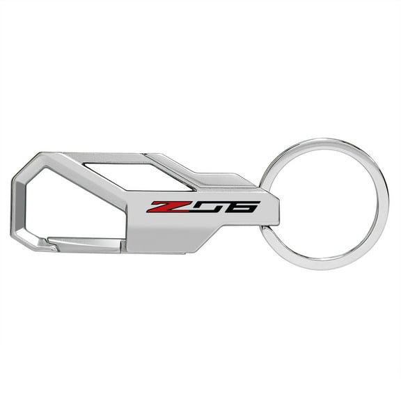iPick Image for Chevrolet Corvette C7 Z06 Silver Carabiner-style Snap Hook Metal Key Chain, Official Licensed