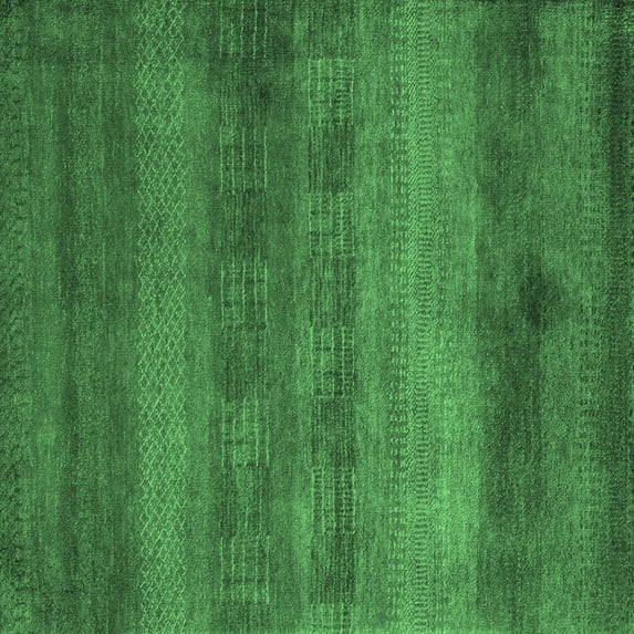 Ahgly Company Indoor Square Abstract Emerald Green Modern Area Rugs, 8' Square