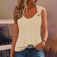 thumbnail image 2 of Staron Women's Casual Camisole Top V-Neck Sleeveless Loose Blouse T-Shirt with Jacquard Dot Print Fashion Relaxed Tank, Khaki L, 2 of 5
