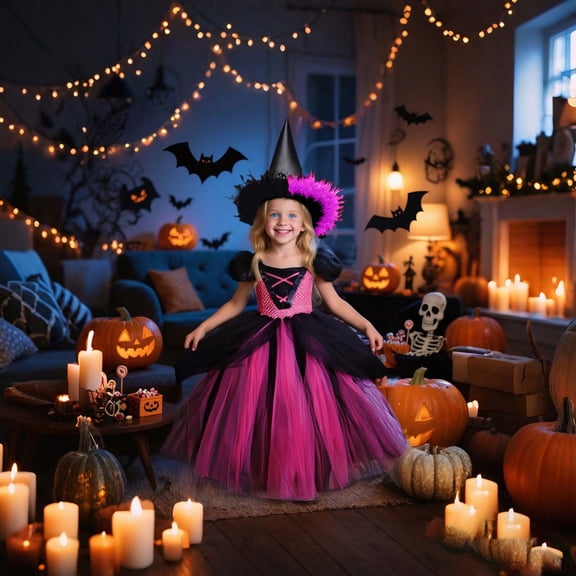 NinXxx Long Sleeve Party Dress Halloween Gown Performance Outfit Pink 3-4 Years