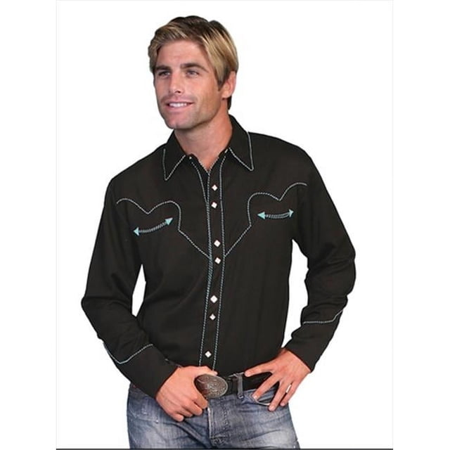 Scully P-726-TUR-XXL Mens Western Shirt - Turquoise- 2 Extra Large
