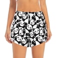 thumbnail image 2 of Vsdgher Seamless Pattern Cute Panda Print Women's Running Double Layer Shorts High Waisted with Pockets Elastic Yoga Workout Athletic Gym Sports, 2 of 8