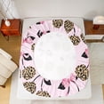 thumbnail image 5 of Feelyou Leopard Print Cherry Twin Sheet Sets, Kawaii Pink Bowknot Bedding, 3 Pieces, 5 of 7