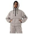 thumbnail image 2 of GEWSEY Women's Rain Jacket 1/4 Packable Lightweight Windbreaker Water-Resistant Pullover Jackets with Hood Hiking Travel (Grey, L), 2 of 9