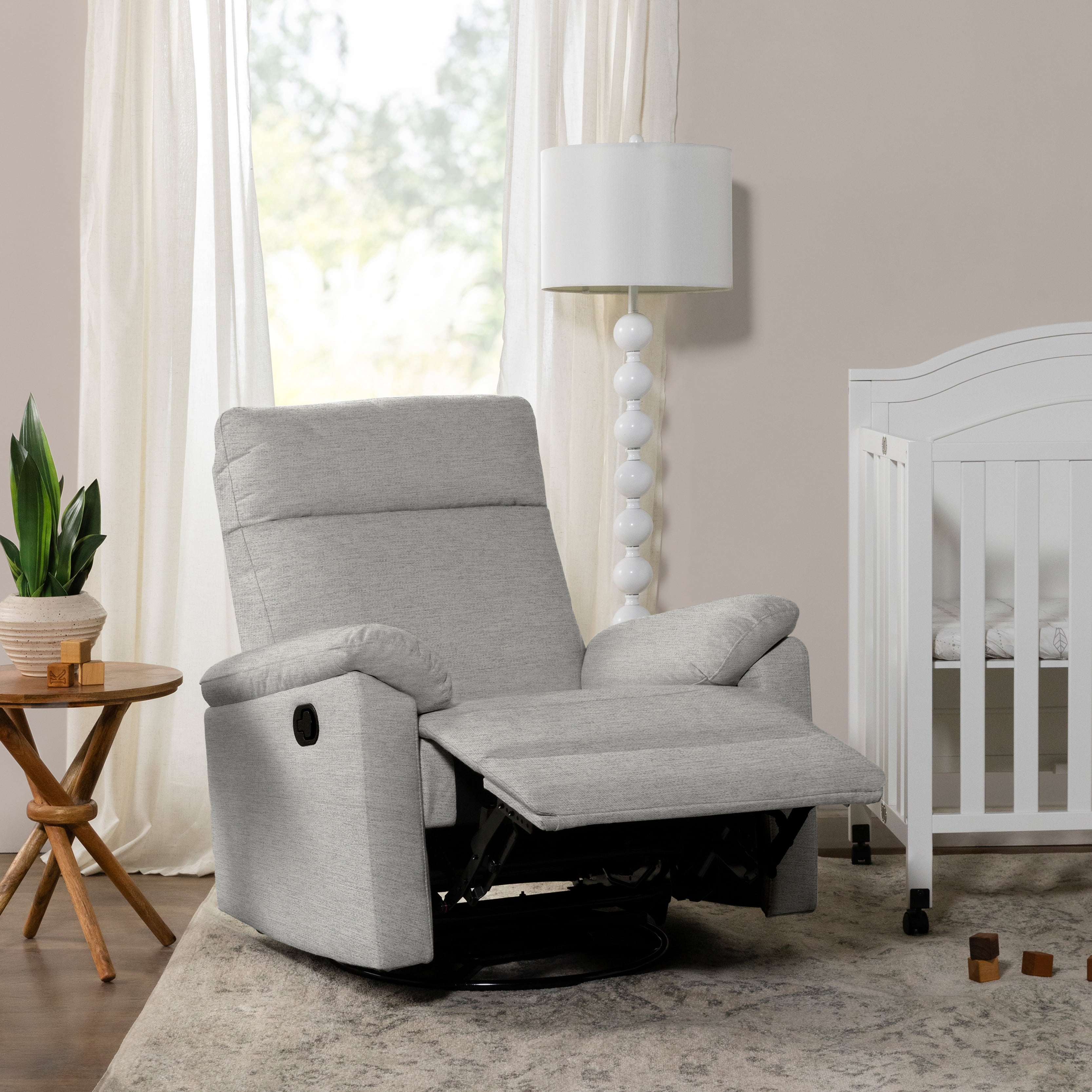 DaVinci Suzy Swivel Glider Recliner Chair, Frost Grey