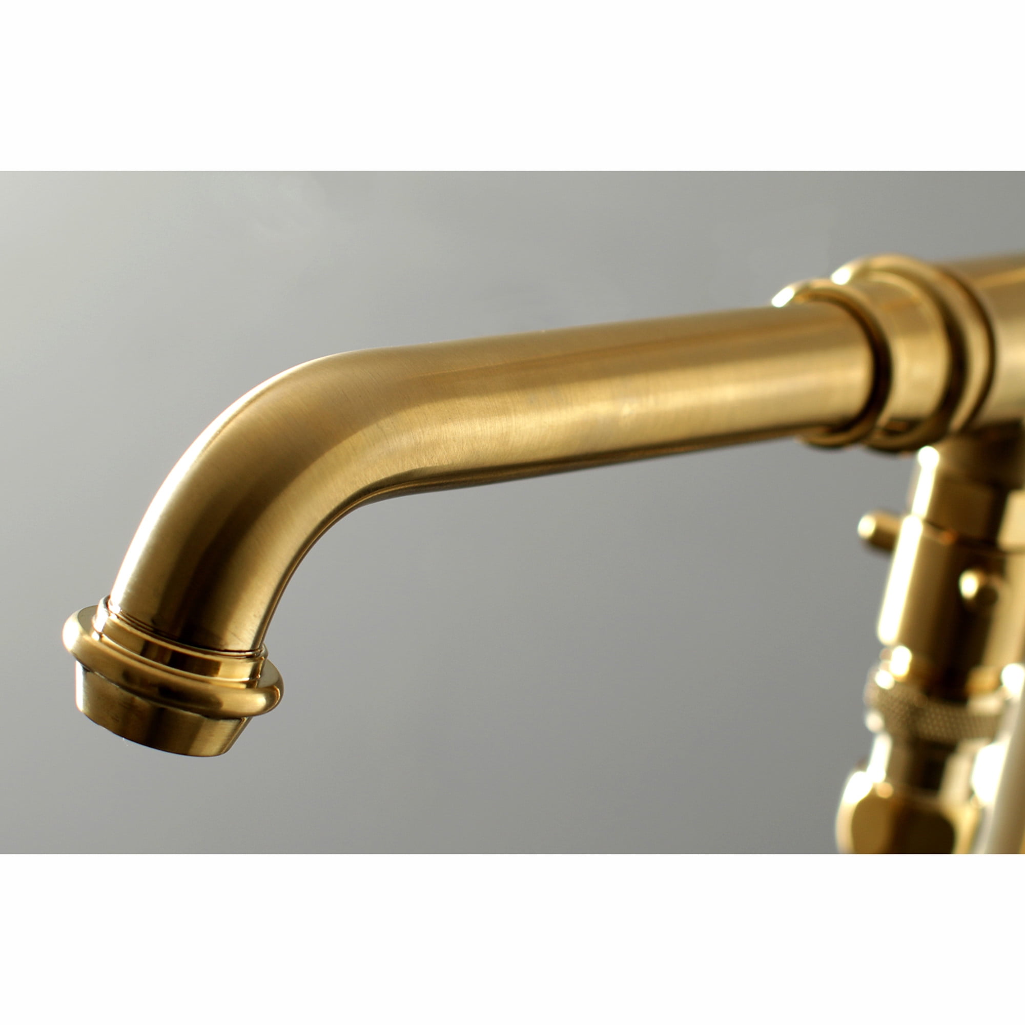 Kingston Brass KS7037ABL English Country Freestanding Tub Faucet with Hand Shower, Brushed Brass