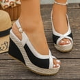 thumbnail image 7 of Hurxie Womens Wedge Sandals Peep Toe Espadrilles Platform Ankle Strap Slingback Comfort Summer Dressy Shoes Black 42, 7 of 7