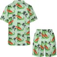 thumbnail image 3 of PRIYAL Ensemble de Pyjama en Soie Crocodile Mignon pour Femmes Manches Courtes Ensemble de Détente 2 Pcs, 3 of 5
