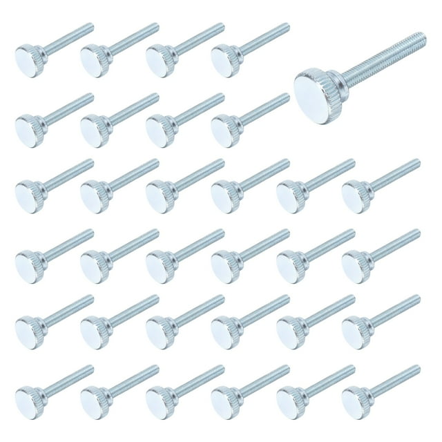 40 Pcs M5x35mm Vis à Pouce Moletées, Tête Plate en Zinc Entièrement Filetée