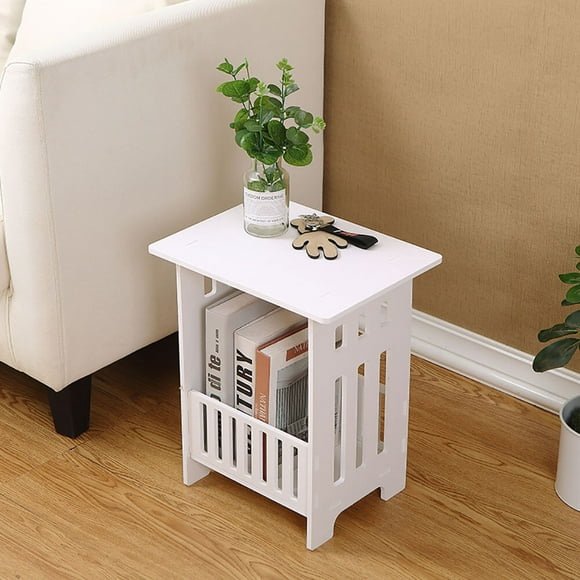 End Table,Cute Nightstands Small Tables for Small Spaces White Coffee Bedside Storage Shelf for Office, Living Room, Bedroom