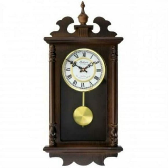 Bedford Collection d'Horloges BED-LEO 21 Po. Horloge Murale à Pendule en Bois Leo, Châtaigne