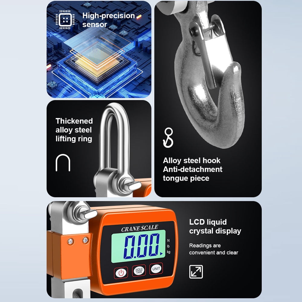 Crane LCD Digital Display Crance Scale 0.05-500kg Portable Industrial Electronic Heavy Duty Weight Hook Crane With Unit Change Function