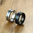 thumbnail image 5 of Hot Men's Blue Plating Band Stainless Steel Black/SilverEngagement Ring Sz 7-12, 5 of 9