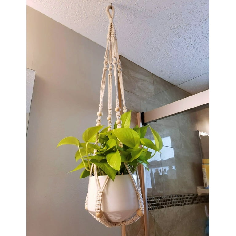 Shineloha Hanging Planter for 12 inch Pot (Extra Long 43inch + Large) |  Macrame Plant Hanger, Hanging Plant , White