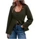 thumbnail image 2 of Tops formales,Chaqueta tipo cárdigan con cuello en U para mujer, chaqueta de manga larga con botones, top de punto informal para usar en casa, sopatenor, 2 of 9