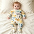 thumbnail image 6 of KPOPLK Baby Pajama with Mitten Cuffs Button Down Clothing Infant Cotton Clothes Sleeper Pjs, Footed Sleep Play Size 0-3 Months, 6 of 6