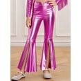 thumbnail image 2 of RUNQHUI Kids Girls Split Bell-Bottom Metallic Pants for Party Pageant Dance Sparkle Bell Bottoms Hot Pink 16, 2 of 6