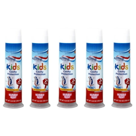5 Pack Aquafresh Kids Cavity Protection Toothpaste, Bubblemint, 4.6 oz each