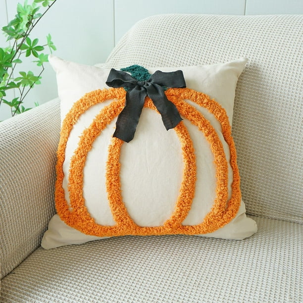 Pumpkin Pillow Cover Living Room Sofa Festival Ambiance Bow Decoration Halloween Thanksgiving Cushion Cover