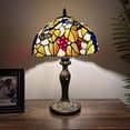 thumbnail image 4 of Tiffany Table Lamp Stained Glass Butterfly Grapes Green Leaves For Living Room Bedroom Bedside 12"W*12"D*19"H, 4 of 8