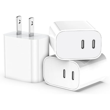 USB C Charger,3-Pack Dual Port USB C Fast Charging Block，Type C Wall Charger Plug for iPhone 15/14/13/12/11/ Pro Max/Plus/Xs Max/XR/X,iPad Pro/Samsung Galaxy(20W)