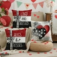 thumbnail image 4 of Valentine''s Day Pillow Covers 18x18 Set of 4 Hugs and Kisses Valentines Day Decor Throw Pillows Decorative Cushion Cases for Sofa Couch Valentine Decorations, 4 of 6