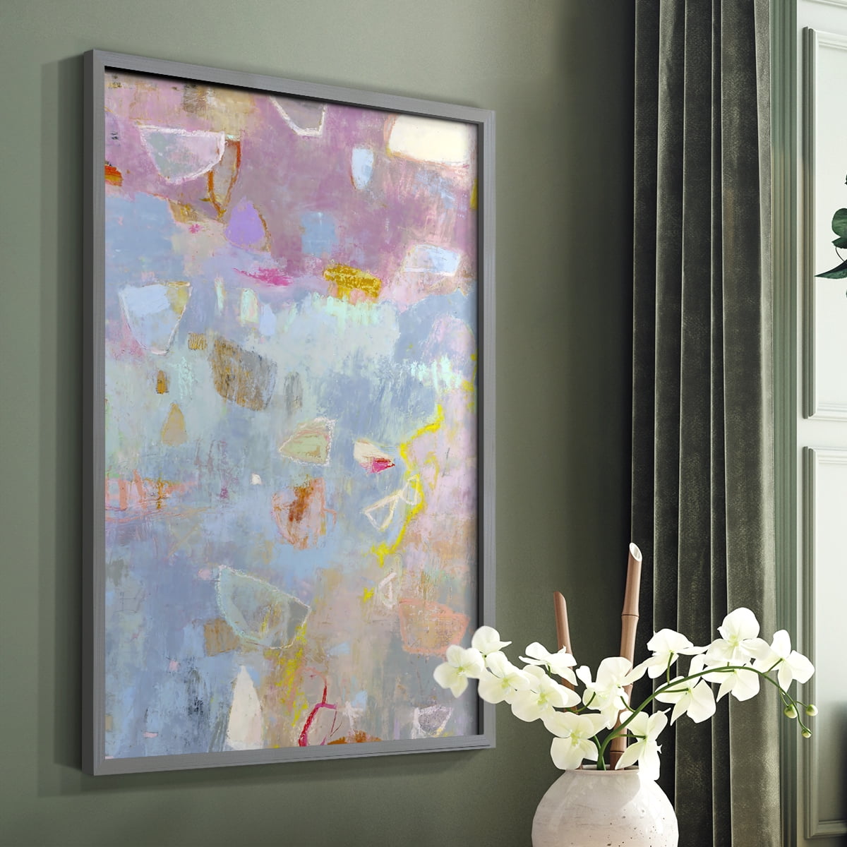 Whilst II Framed Print in Gray Solid Wood 16 x 20 Framed Print