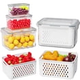 thumbnail image 1 of Contenedores de almacenamiento de frutas Dayacoco para nevera, 4 unidades con desagüe, 1 of 7