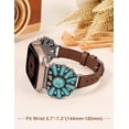 thumbnail image 3 of Wearlizer Leather Band Compatible with Apple Watch Band Women 38/40/41/42/44/45/49mm, Boho Western Vintage Turquoise Ethnic Antique Style Strap for iWatch Series Ultra 2 SE 9 8 7 6 5 4 3 2 1, 3 of 7