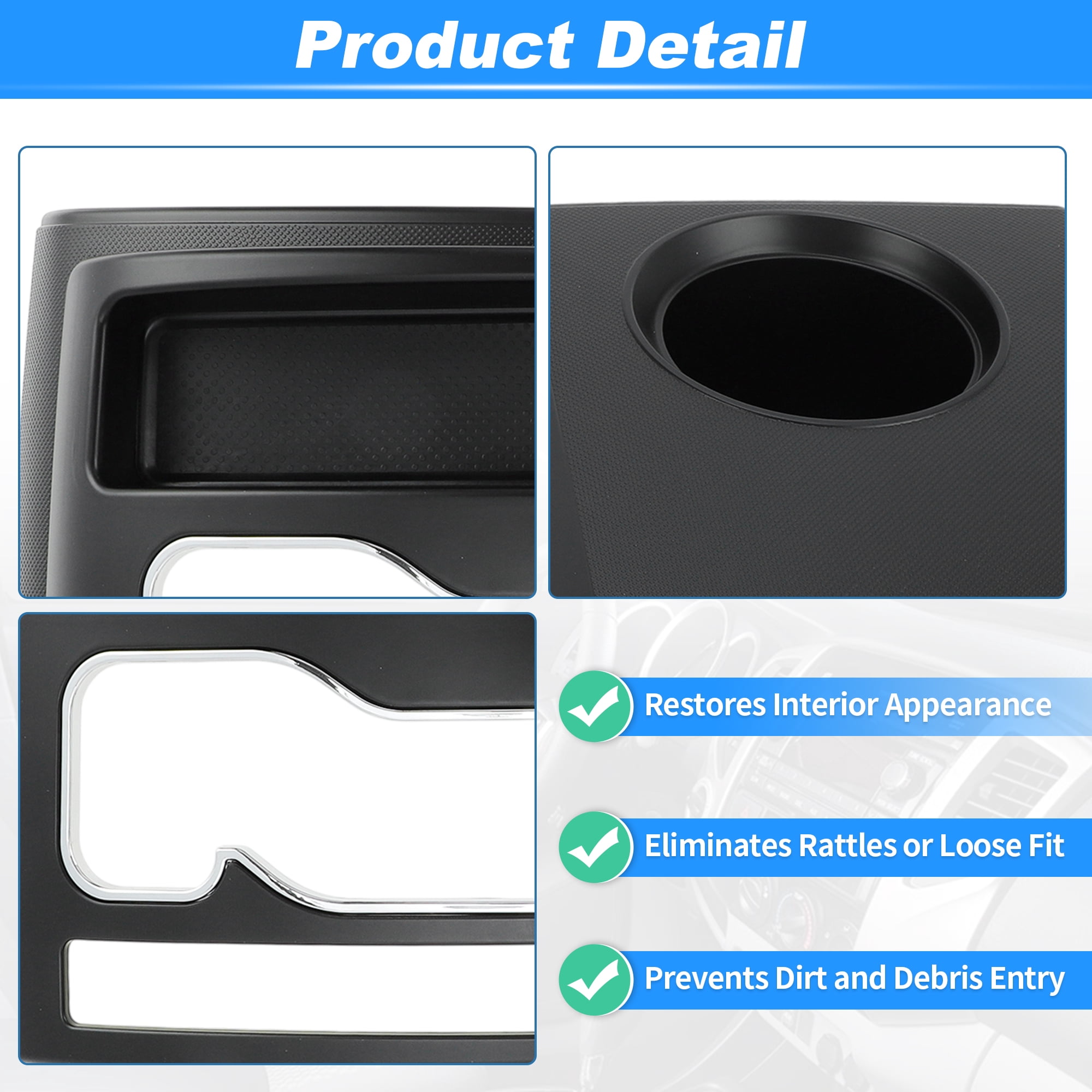 Unique Bargains No.58822AD010 Center Console Gear Shifter Bezel Shift Panel Cover Cup Holder for Toyota Tacoma 2005-2015 Black Interior Trim