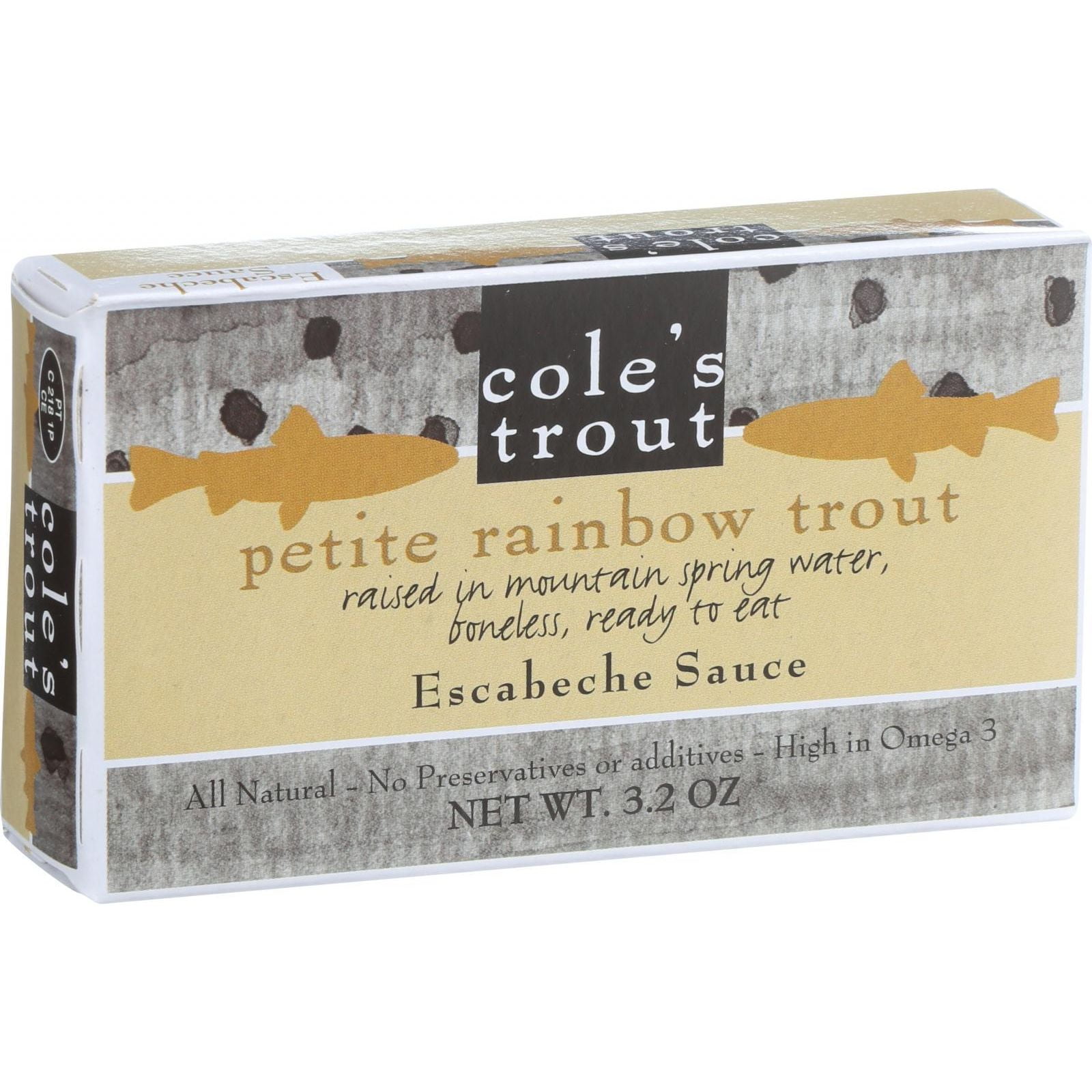Cole's Petite Rainbow Trout in Escabeche Sauce 3.2 oz Case of 10 by