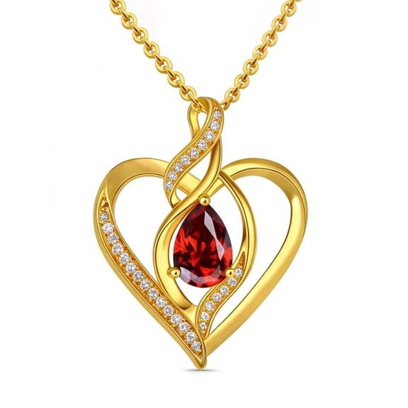Taioiat Heart Necklace for Women 14K Gold Plated Infinity January Birthstone Pendant Necklace Jewelry Gifts for Her Wife Girlfriend Mom on Birthday Anniversary Mother's Day