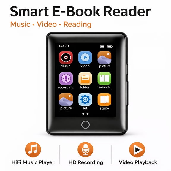 Smart Touchscreen E-Book Reader with HiFi Speaker, HD Video Player & Recorder, MP3 Playback, Portable Tablet for Travel, Supports Memory Card