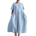 thumbnail image 1 of HomeGardon Liquidation! Robes d'Été pour Femmes 2025, Robes d'Été pour Femmes, Robe Unie Décontractée d'Été pour Femmes à Col Rond et Manches Courtes, P-XXXXXL, 1 of 4