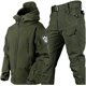 thumbnail image 1 of Conjunto de traje de esquí de dos piezas para hombre, abrigo de nieve con capucha impermeable a prueba de viento de invierno para hombre, trajes de nieve para snowboard de 2 piezas, 1 of 3