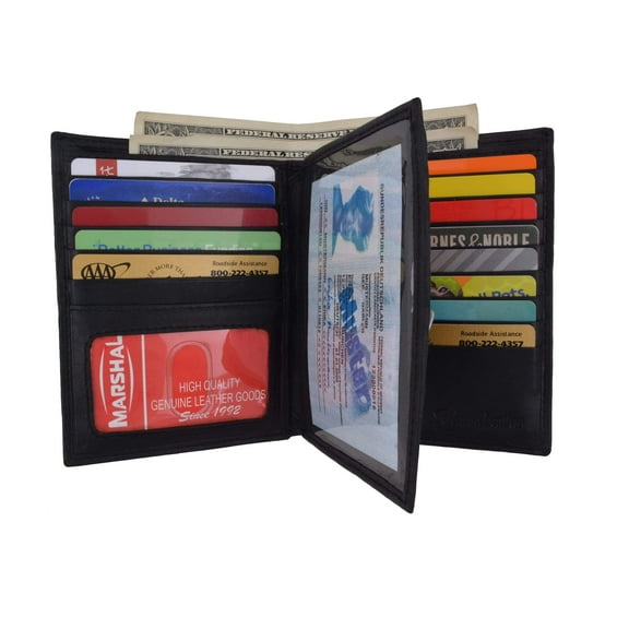 Men's Hipster Bifold Genuine Leather Multi-Card ID Holder European Wallet