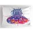 thumbnail image 1 of Hippo Pillow Sham Abstract Hippo Head Silhouette with Ornamental Design Watercolor Effect Digital Print, Decorative Standard King Size Printed Pillowcase, 36 X 20 Inches, Multicolor, by Ambesonne, 1 of 2