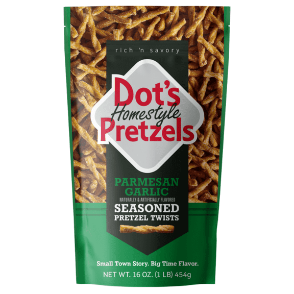 Dot's Homestyle Pretzels Parmesan Garlic Seasoned Pretzel Twists, 16 oz (Pack of 4)
