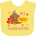 thumbnail image 3 of Inktastic My First Thanksgiving with Turkey and Leaves Boys or Girls Baby Bib, 3 of 4
