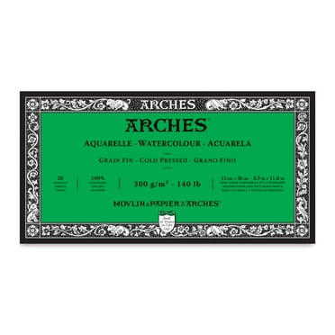Arches Aquarelle Cold Pressed Watercolor Block 5.9"X11.8"- 140lb, 20 Sheets