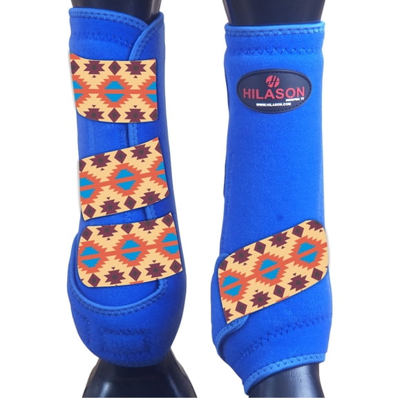 Large Hilason Horse Medicine Sports Boots Rear Hind Leg Royal Aztec