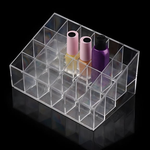 ACDANC 24-grid Clear Lipstick Nail Polish Cosmetic Storage Box Organizer Display Stand A