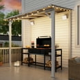 thumbnail image 3 of MEISSALIVVE 5' x 8' Hardtop Wall Mounted Gazebo Pergola, Lean-to Metal Awning with Sloped Roof, Outdoor Shelter for Patio, Deck, Backyard, White, 3 of 10