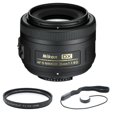 Nikon AF-S DX Nikkor 35mm F/1.8G Lens Bundle with 52mm Multicoated UV Protective Filter, Memory Card Reader, Card Wallet, Cleaning Kit and Cleaning Cloth