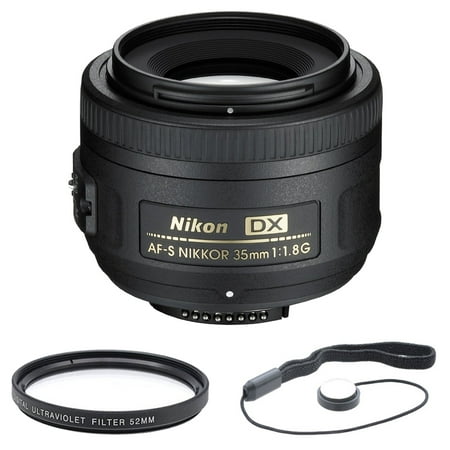 Image of Nikon AF-S DX Nikkor 35mm F/1.8G Lens Bundle with 52mm Multicoated UV Protective Filter Memory Card Reader Card Wallet Cleaning Kit and Cleaning Cloth