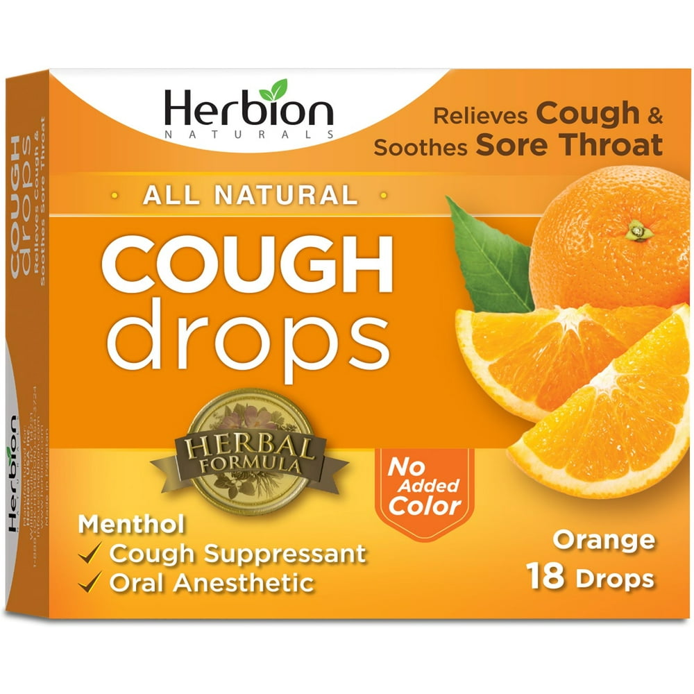 3 Pack Herbion Naturals Cough Drops with Natural Orange Flavor, 18 ct