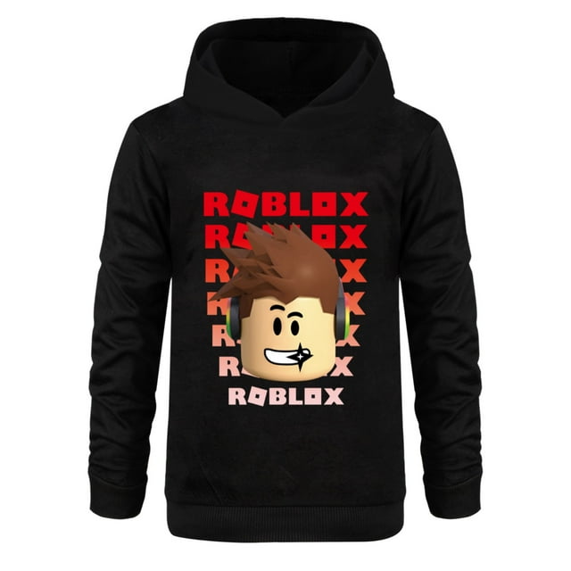 Hauts Graphiques à Manches Longues pour Enfants Chandail à Capuche Doux, Chandail en Molleton Léger d'Automne Roblox avec Capuche (3-16 Ans, 7 Couleurs)