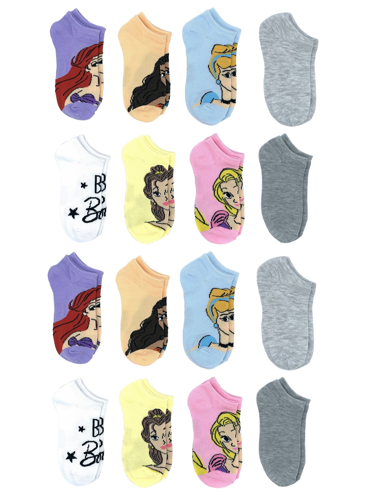 Disney Princess 9 pack girls  Quarter length socks size Large 12-3 