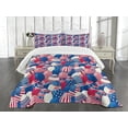 thumbnail image 3 of Ambesonne USA Quilted Bedspread Set 3 Pcs, Traditional Easter Eggs, King Size, Navy Blue White Red, 3 of 5