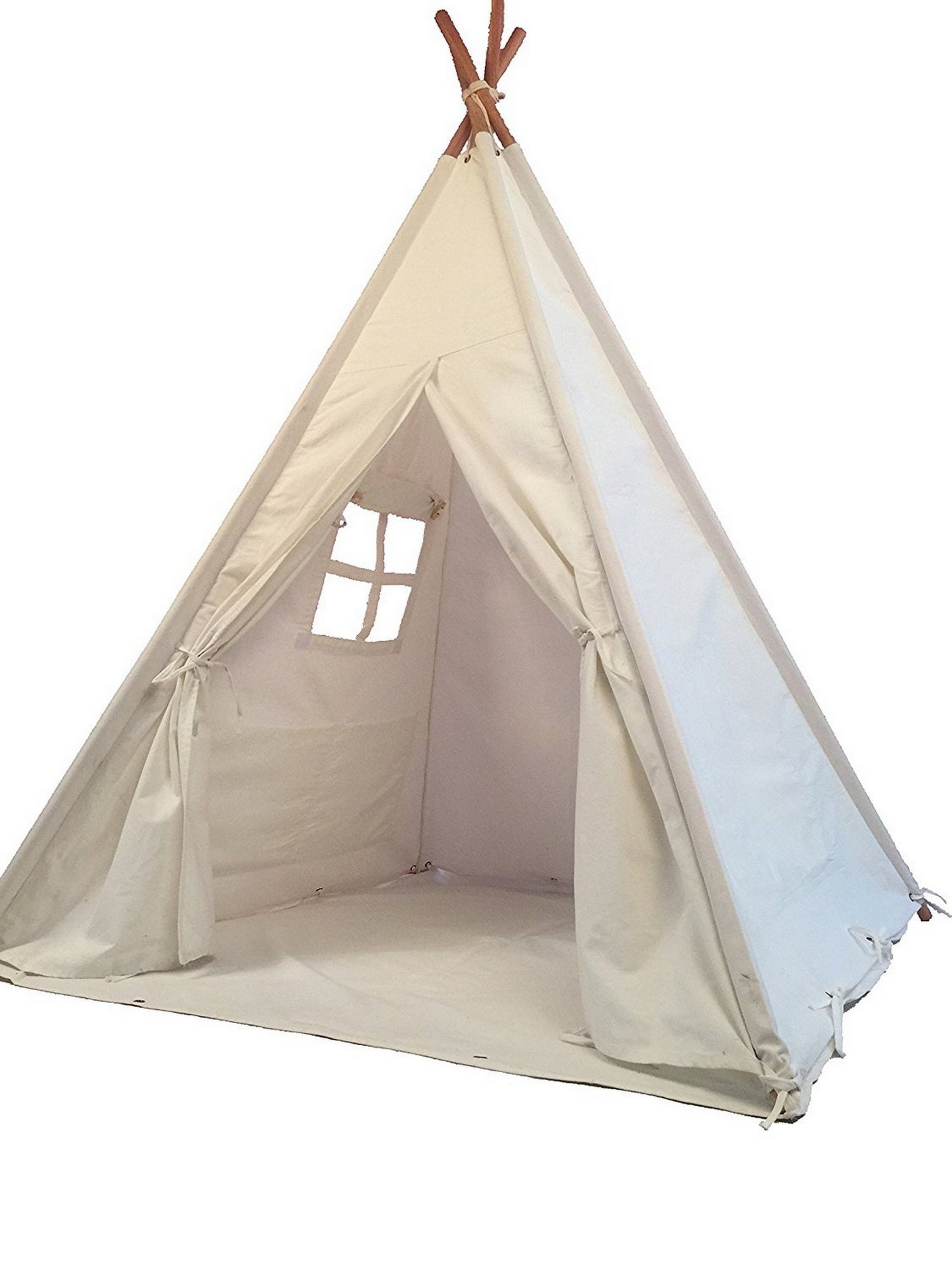 Kids Childrens Wooden Tent Tipi House Canopy Single Bed Natural Pine